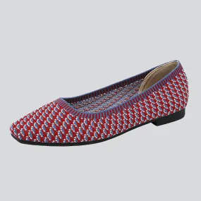 Anti-slip Square Toe Knitted Flats