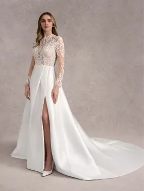 Applique Mikado Slit Bridal Gown by Adrianna Papell 31266