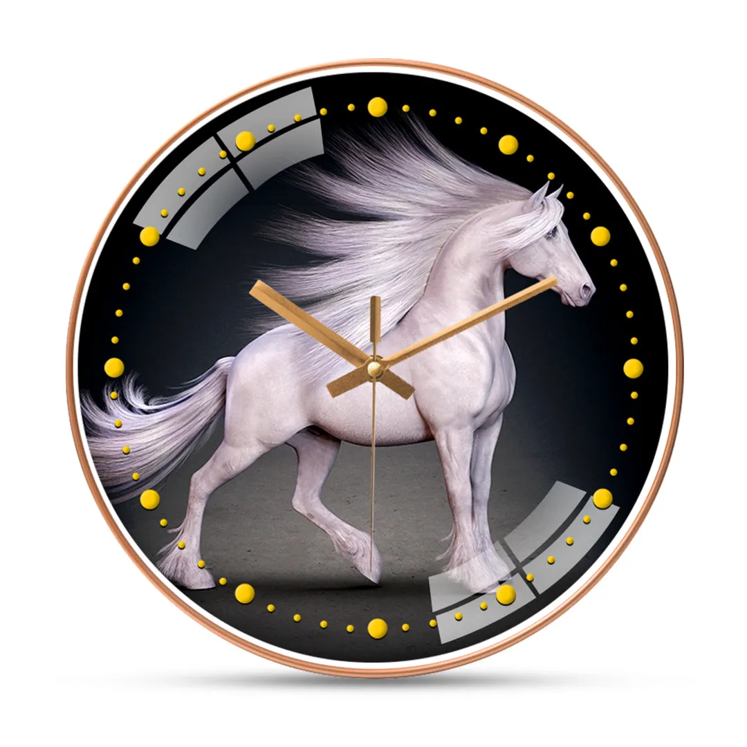 Beautiful white horse wall clock