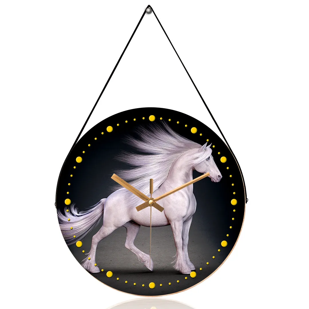 Beautiful white horse wall clock