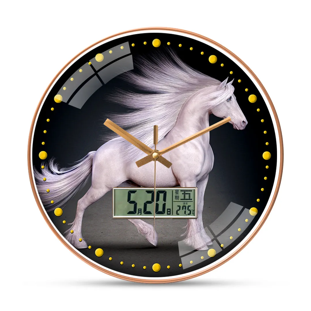 Beautiful white horse wall clock