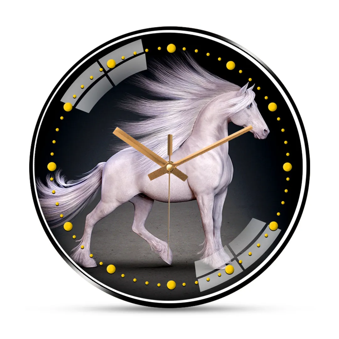 Beautiful white horse wall clock