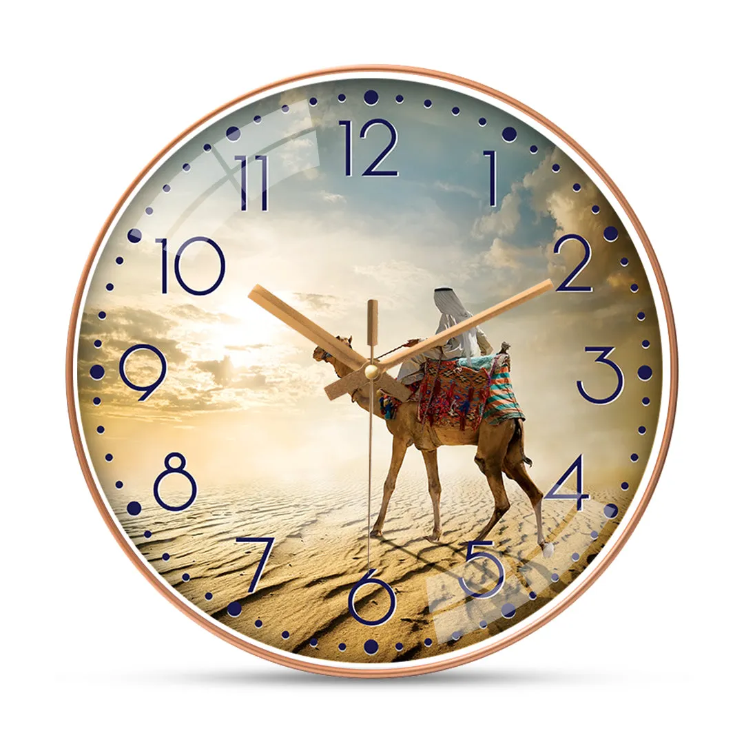 Bedouin rides camel desert wall clock