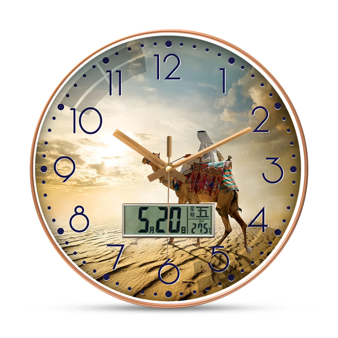 Bedouin rides camel desert wall clock