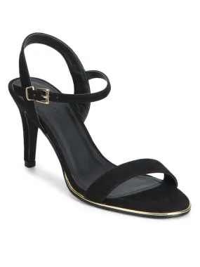 Black Micro Buckled Ankle Strap Stilettos