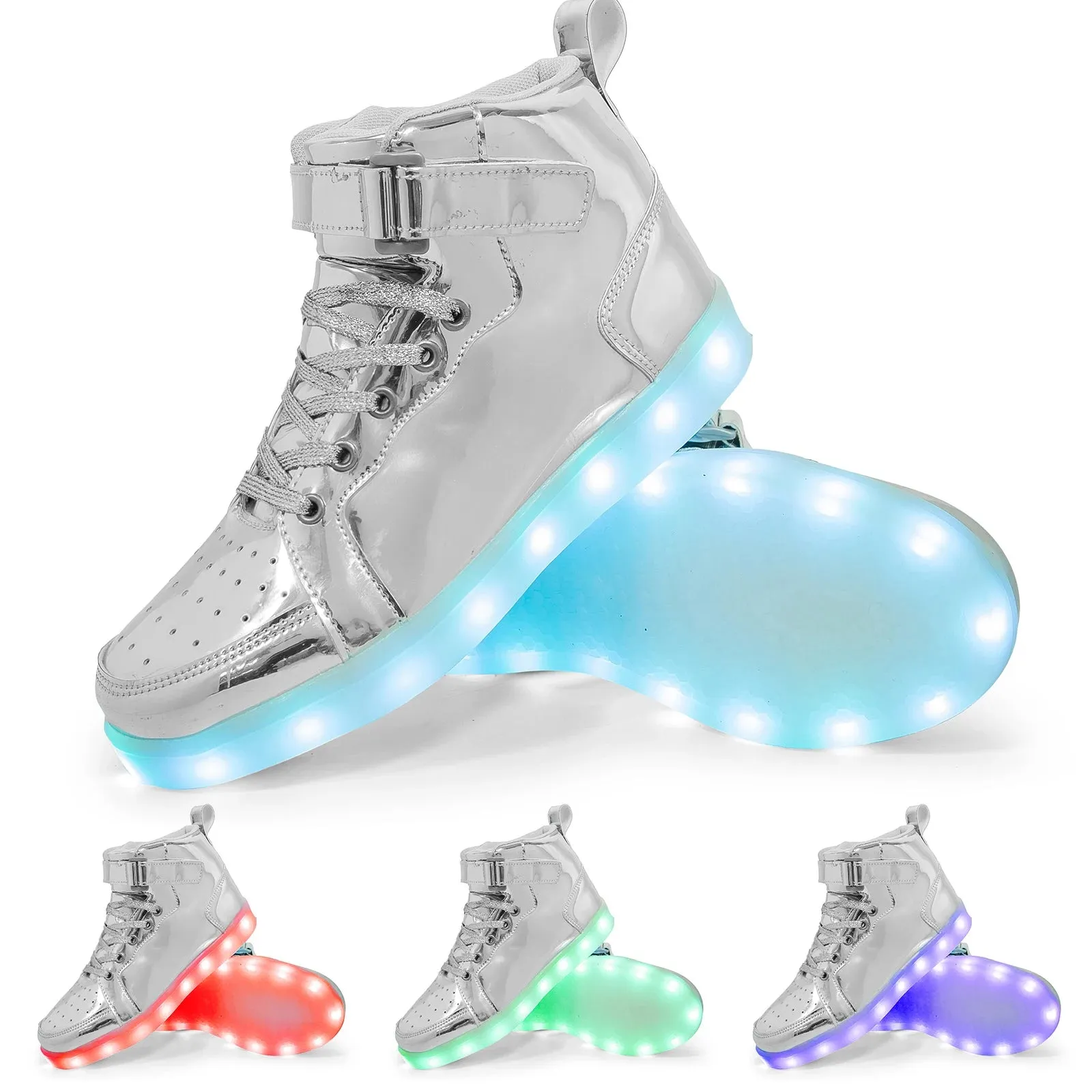 Brand Kids High-tops Lights Up Shoes USB Charger Basket LED Children Trendy Kids Luminous Sneakers Sports Tennis