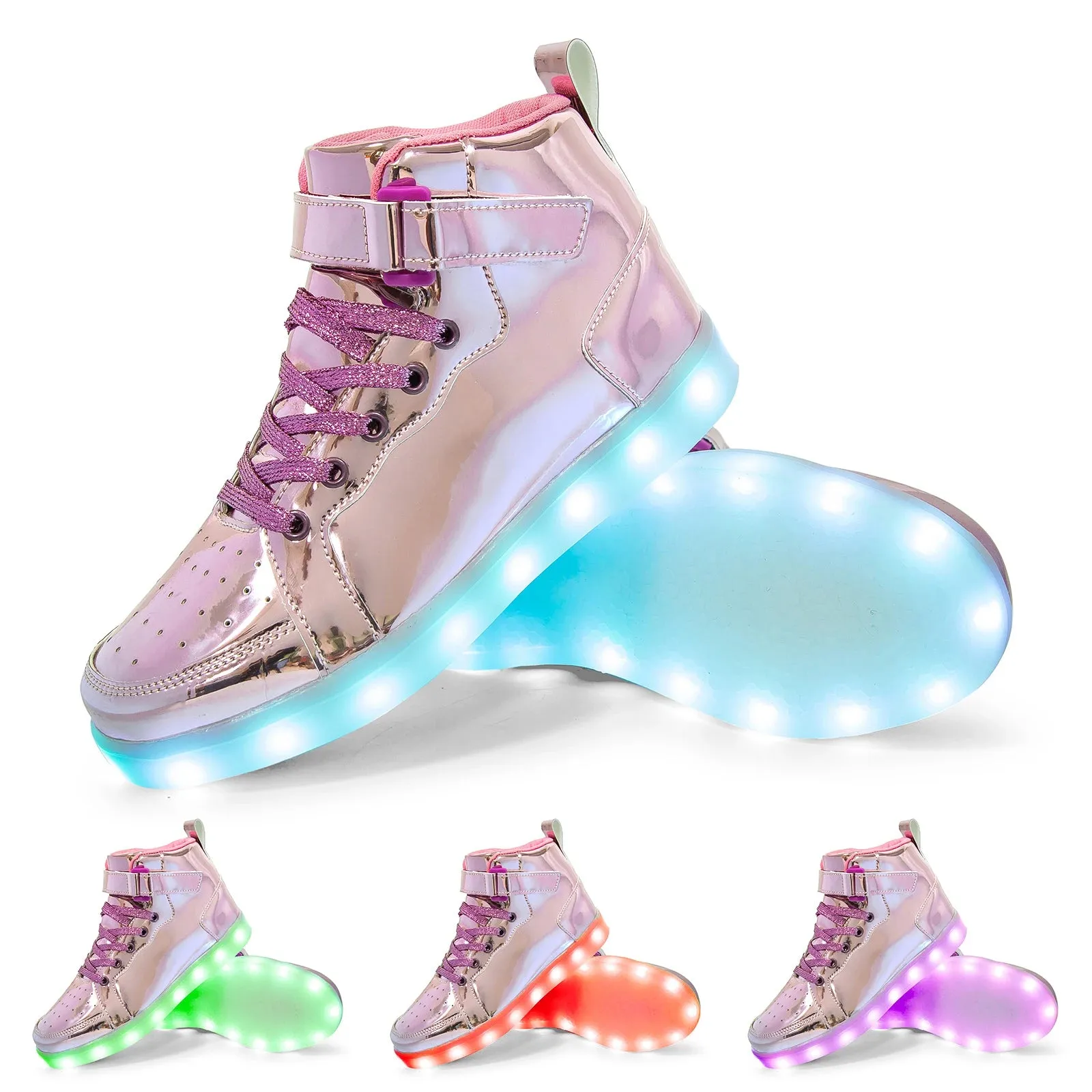 Brand Kids High-tops Lights Up Shoes USB Charger Basket LED Children Trendy Kids Luminous Sneakers Sports Tennis