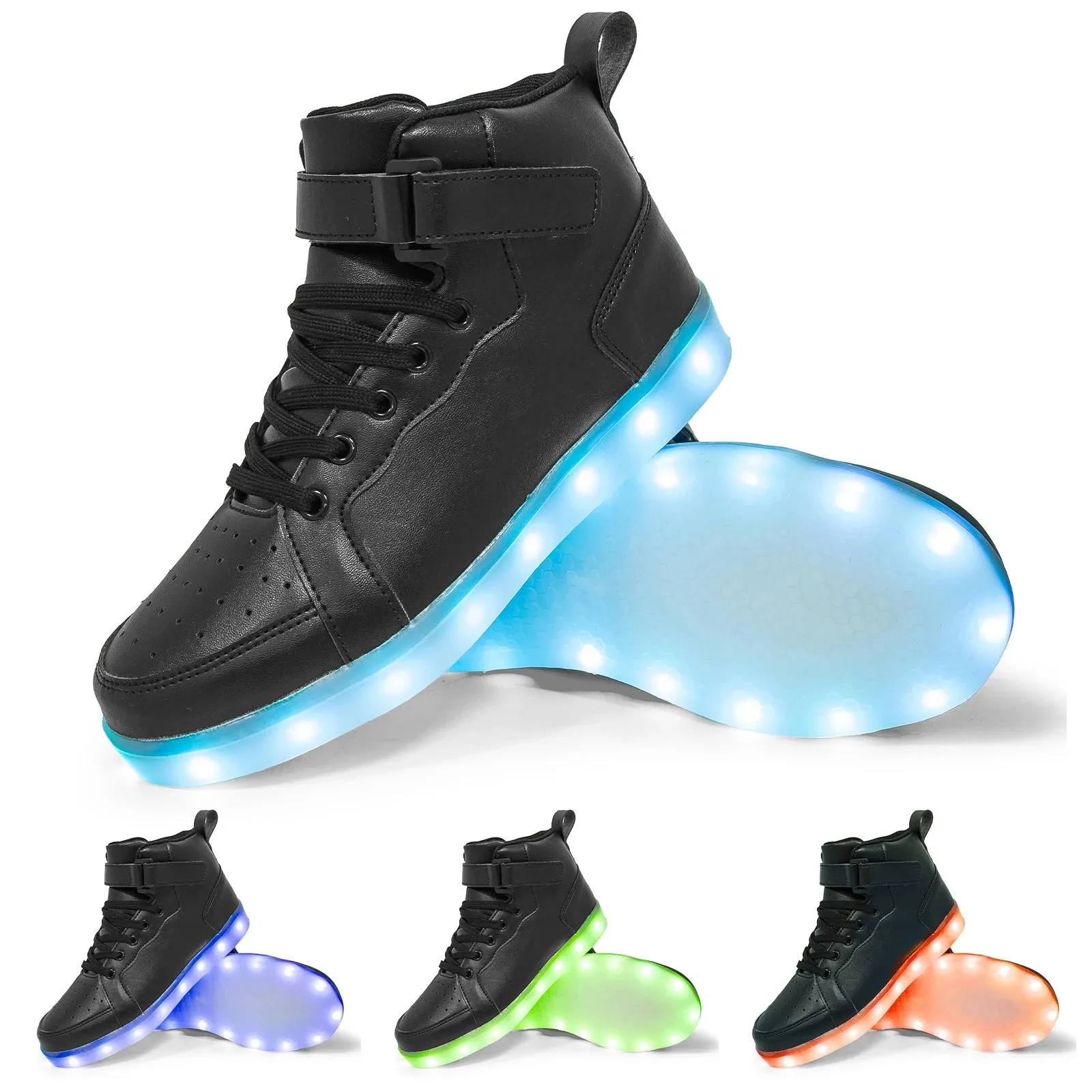 Brand Kids High-tops Lights Up Shoes USB Charger Basket LED Children Trendy Kids Luminous Sneakers Sports Tennis