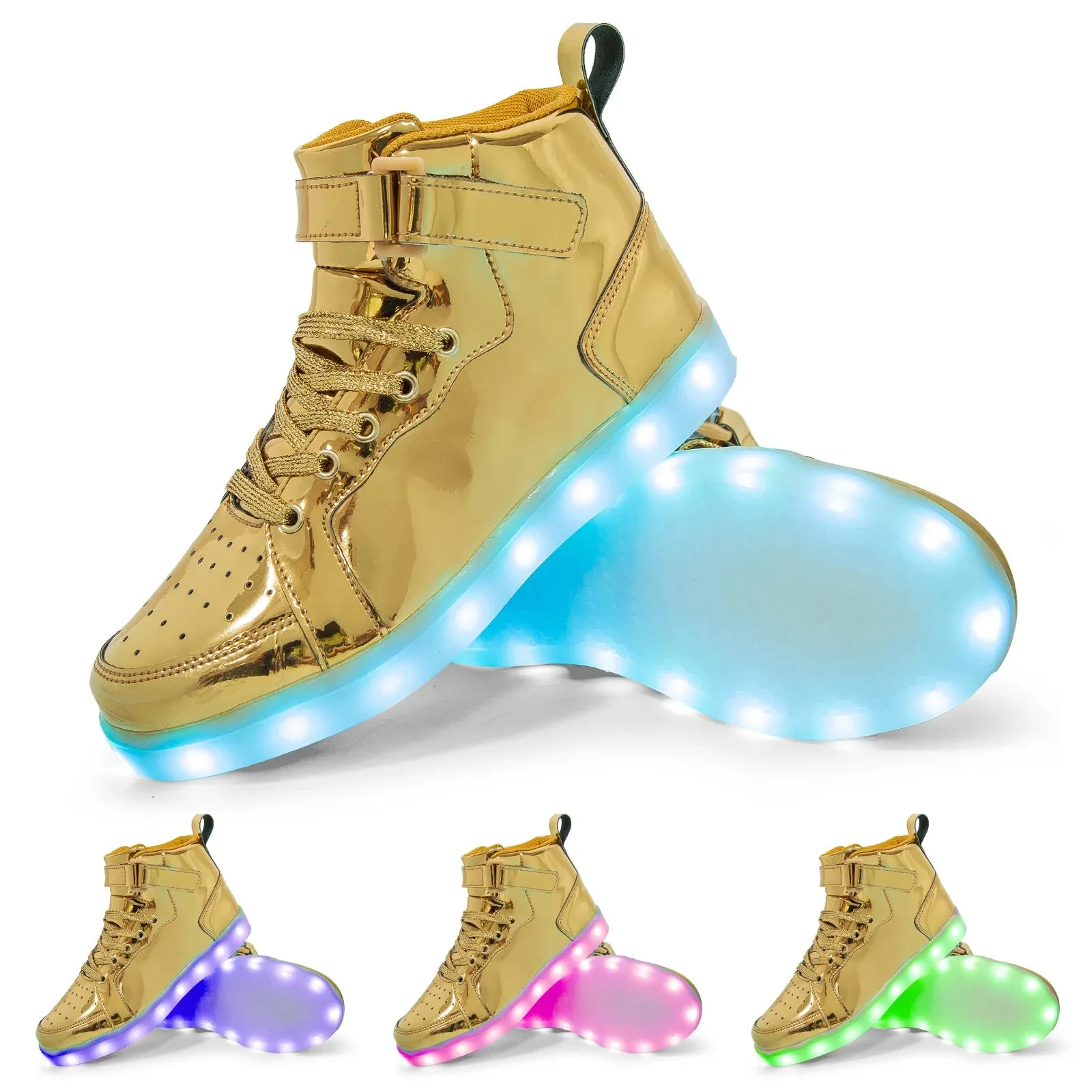 Brand Kids High-tops Lights Up Shoes USB Charger Basket LED Children Trendy Kids Luminous Sneakers Sports Tennis