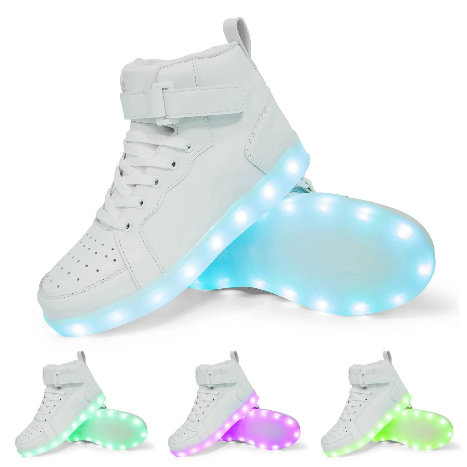 Brand Kids High-tops Lights Up Shoes USB Charger Basket LED Children Trendy Kids Luminous Sneakers Sports Tennis