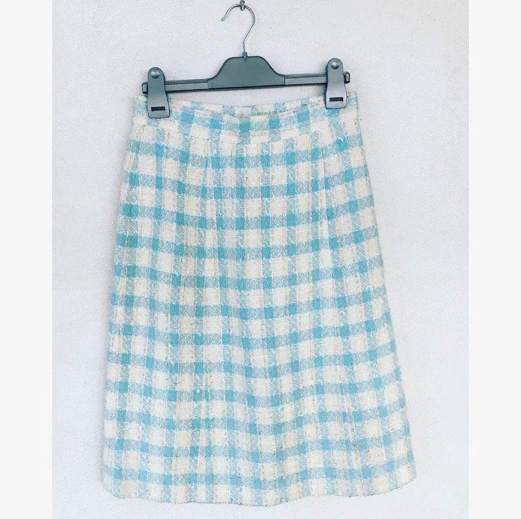 Checkered pencil skirt with glitter