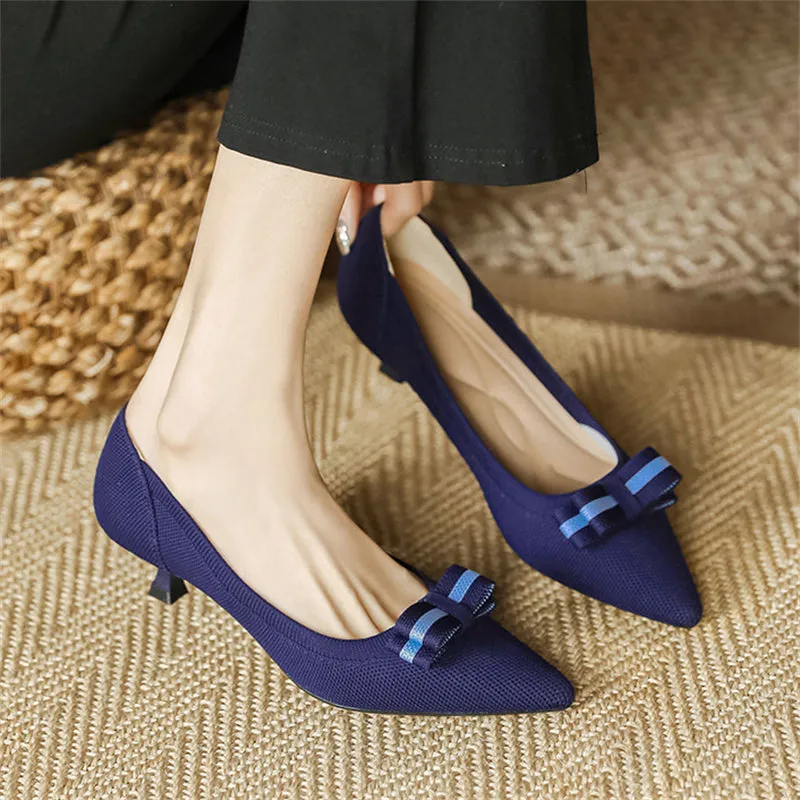 Delicate Pointed Toe Bowknot Kitten Heels