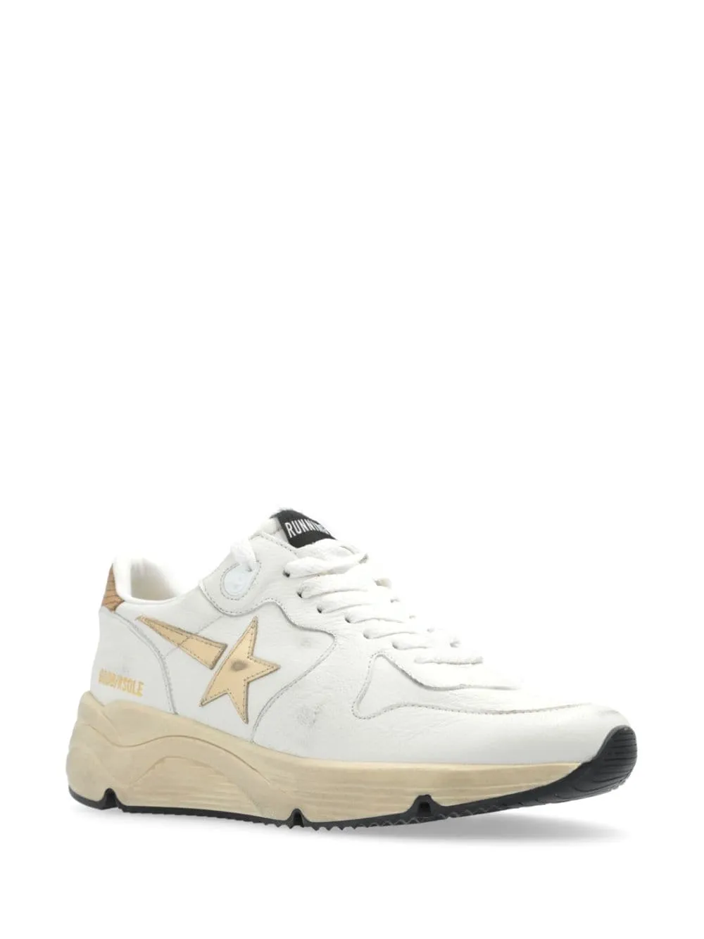 DISTRESSED LEATHER STAR PATCH SNEAKERS