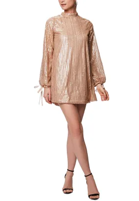 Gold Jenny Sequins Balloon Sleeves Mini Dress (UK 10)