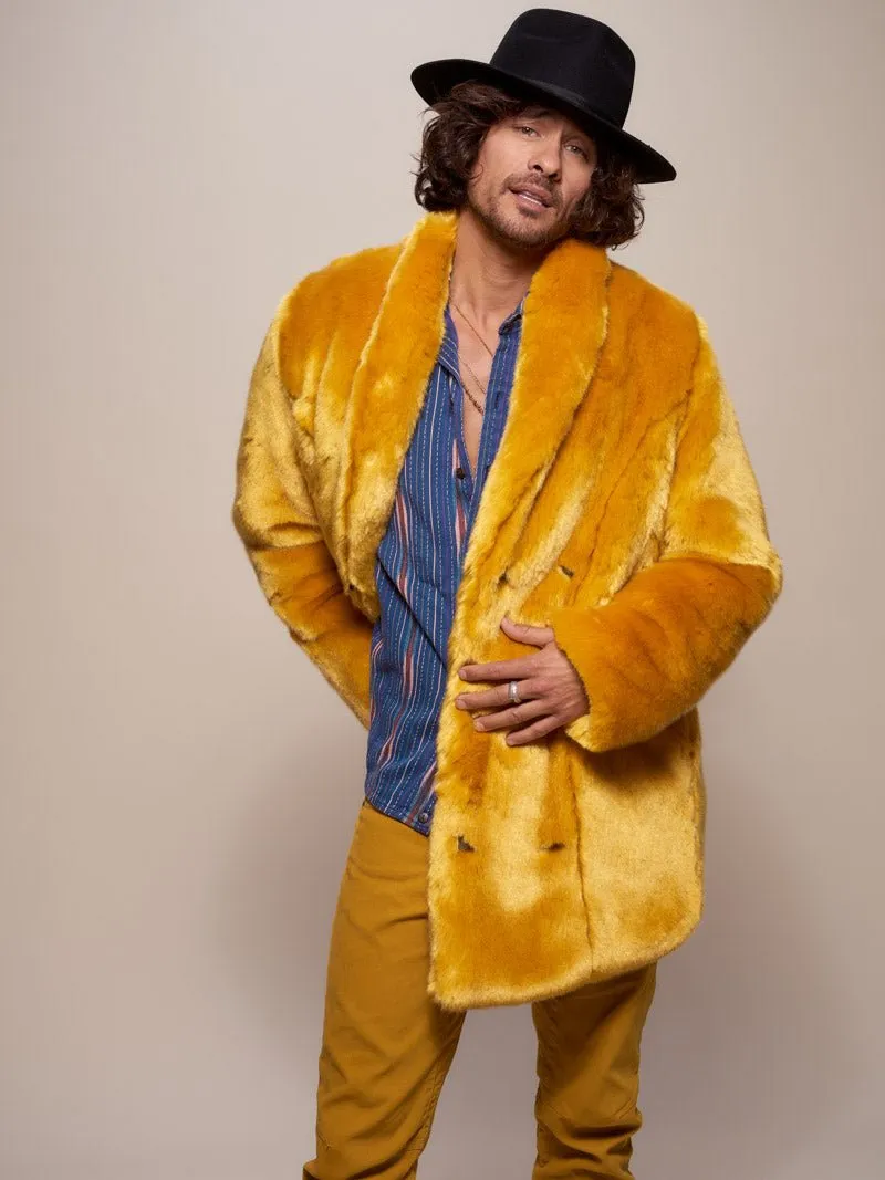 Golden Wolf Luxe Collared  Faux Fur Coat | Men's