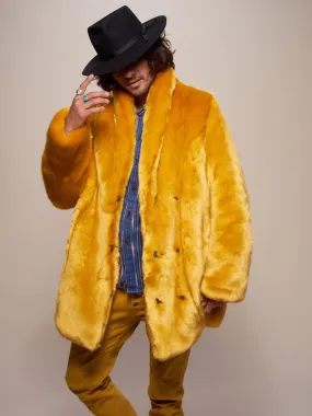 Golden Wolf Luxe Collared  Faux Fur Coat | Men's