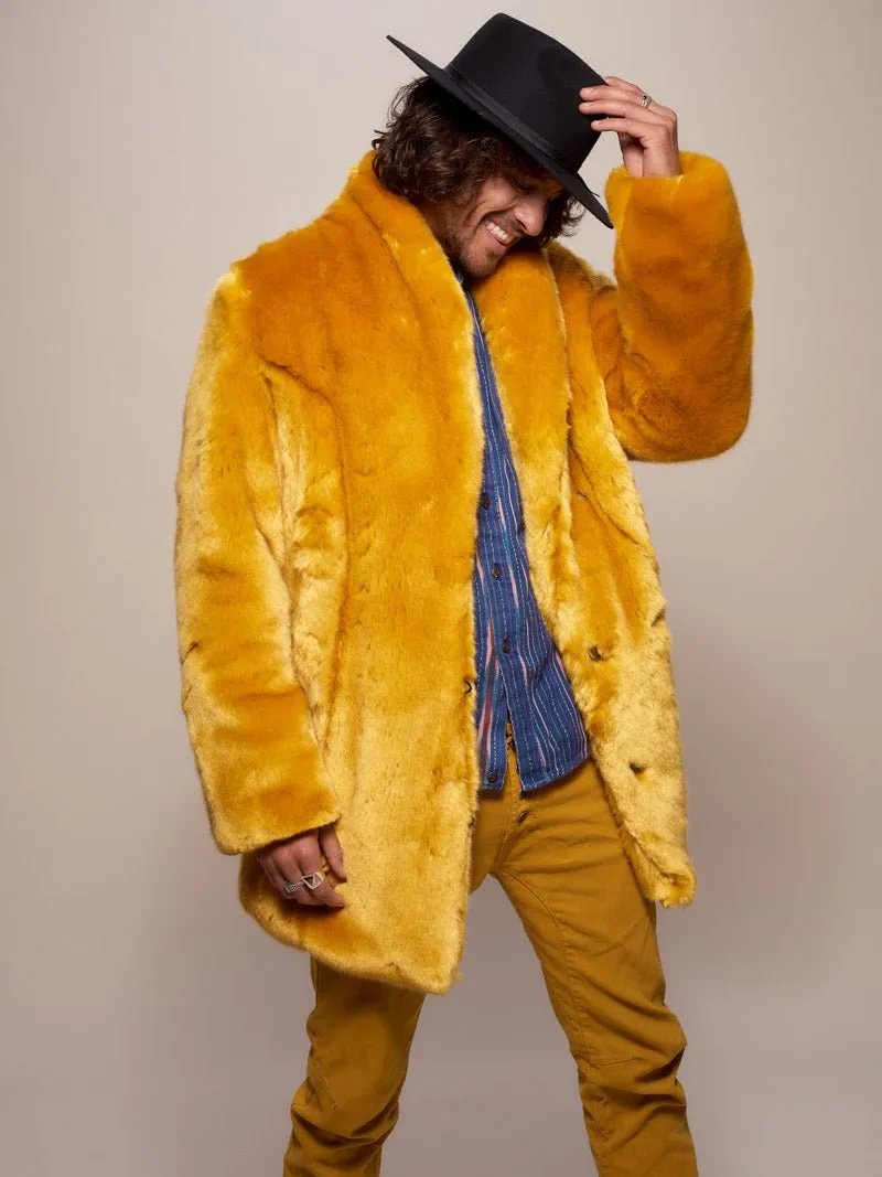 Golden Wolf Luxe Collared  Faux Fur Coat | Men's