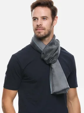 Gray Checkered Mens Cashmere Scarf