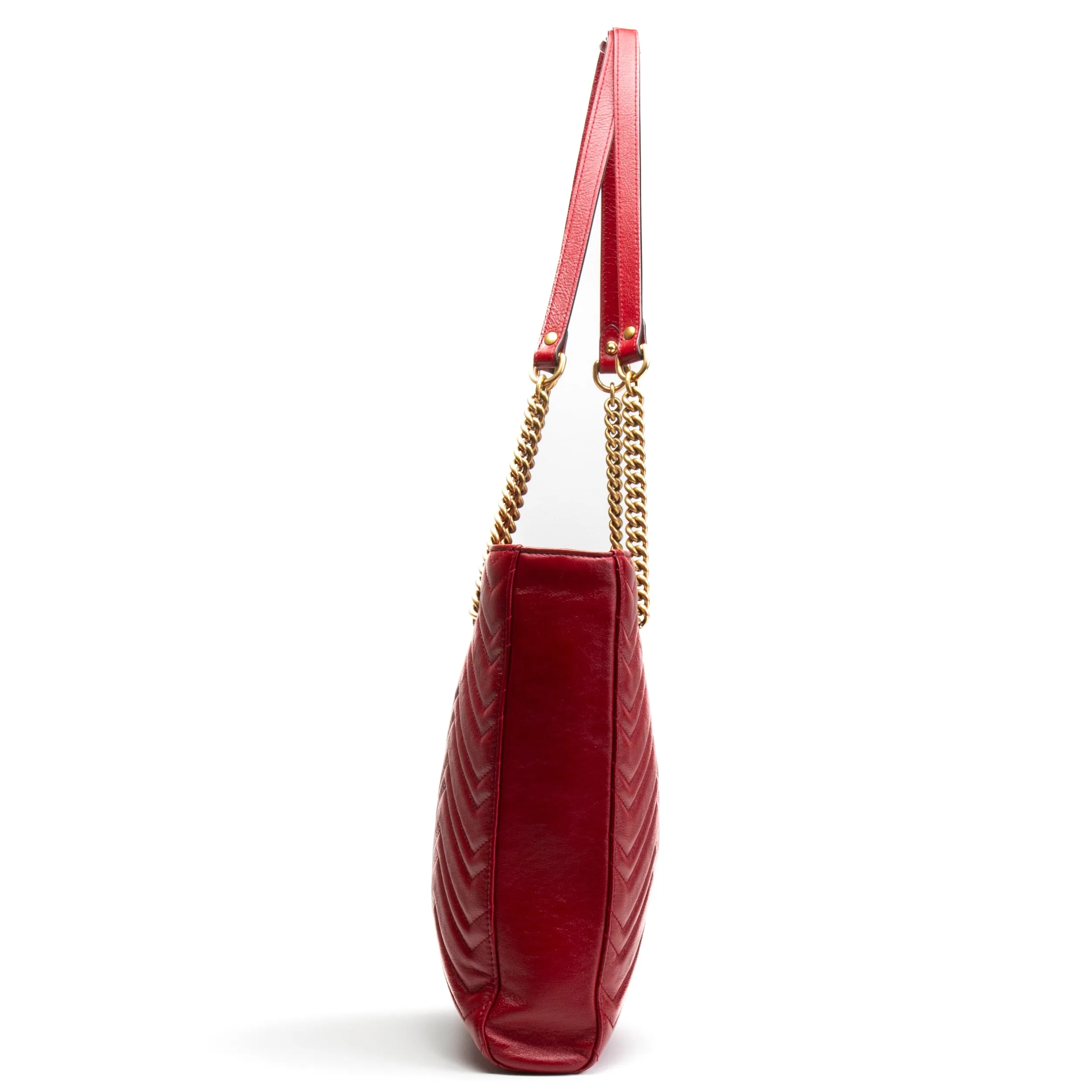 GUCCI Marmont Metalasse Medium Tote- Red