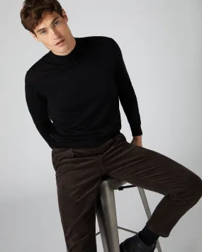 Men's Fine Gauge Cashmere Turtle Neck Jumper Black