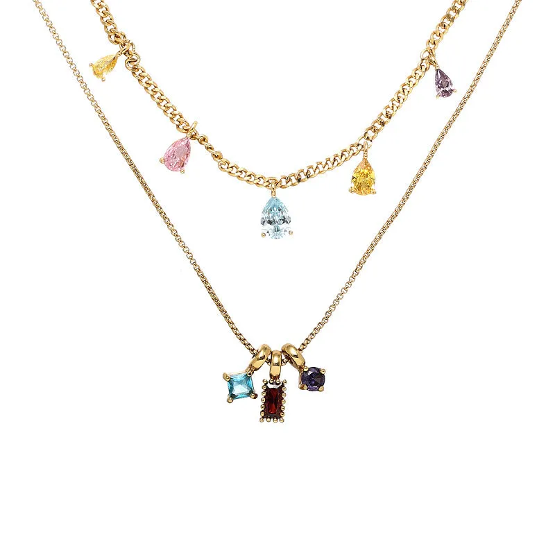 Multicolor CZ Chain Necklace