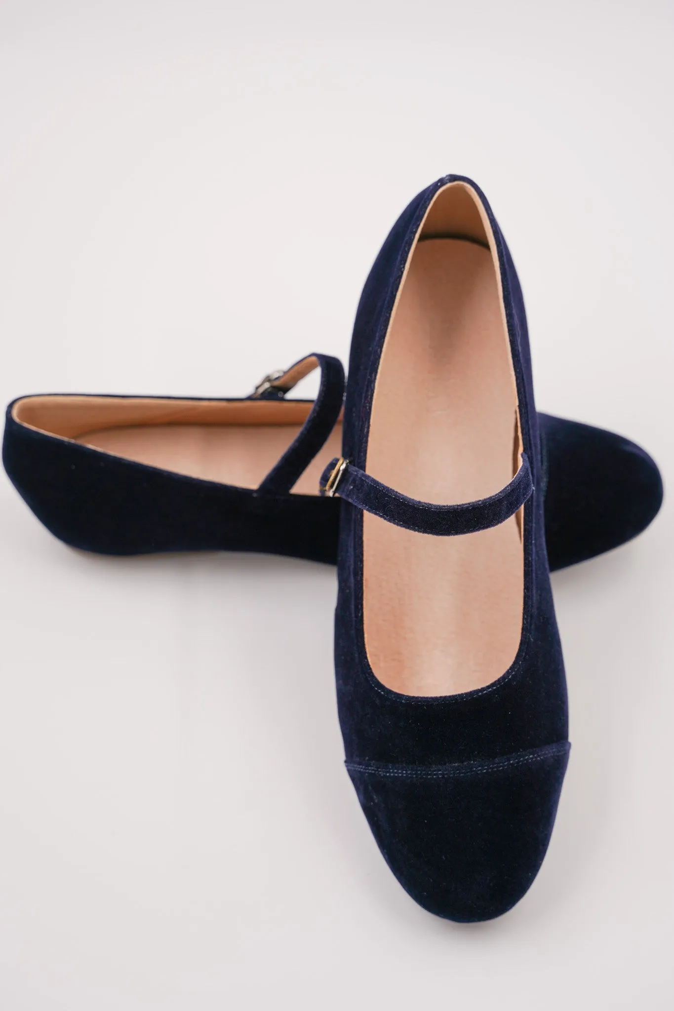 Navy Velvet Mary Janes