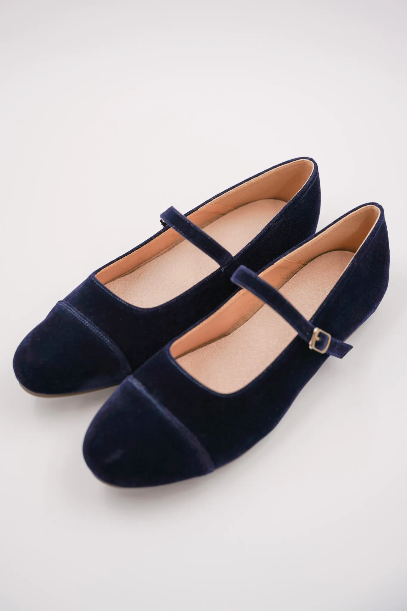 Navy Velvet Mary Janes