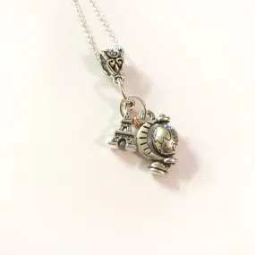 Paris and globe charm necklace