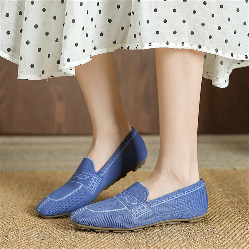 Slip On Square Toe Knit Loafers