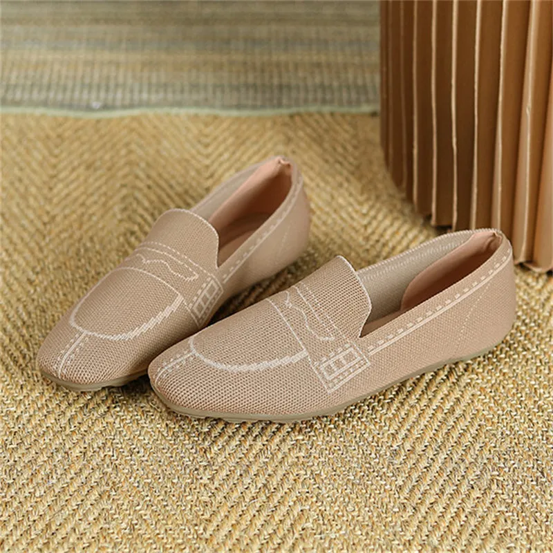 Slip On Square Toe Knit Loafers