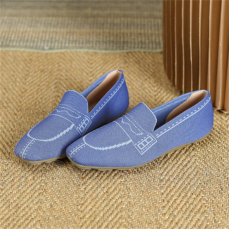 Slip On Square Toe Knit Loafers