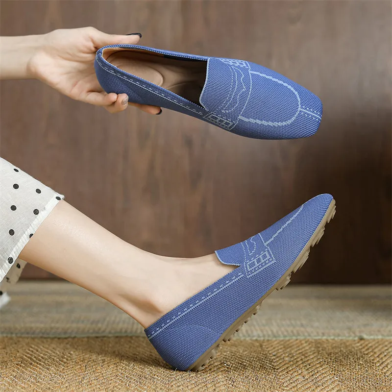 Slip On Square Toe Knit Loafers