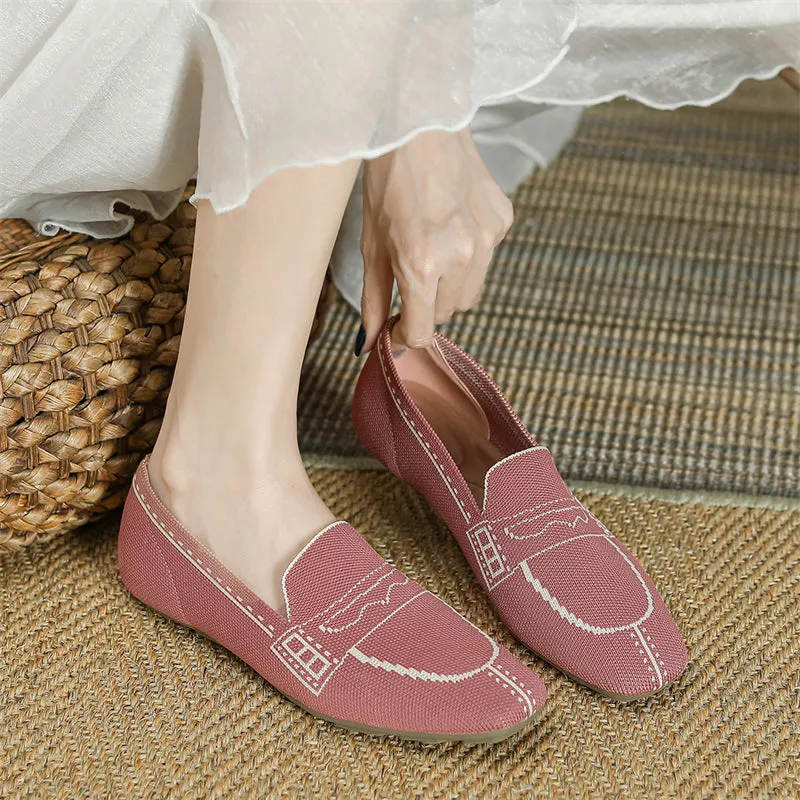 Slip On Square Toe Knit Loafers