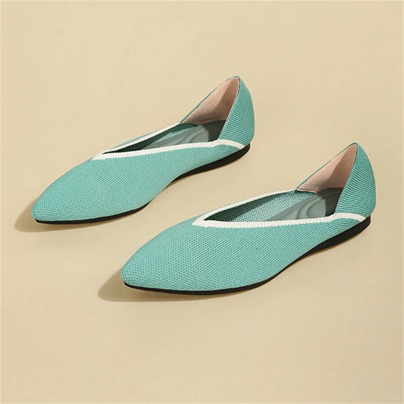 Spring Contrast Color Pointed Toe Flats