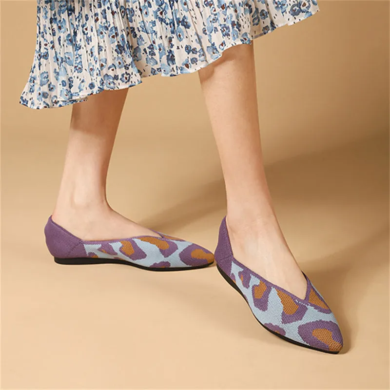 Spring Contrast Color Pointed Toe Flats