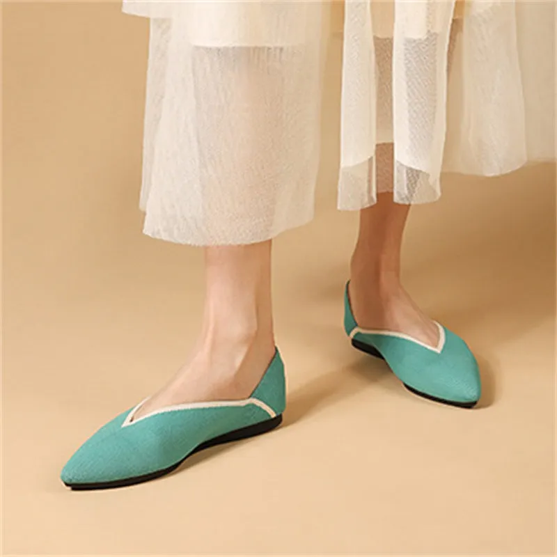 Spring Contrast Color Pointed Toe Flats