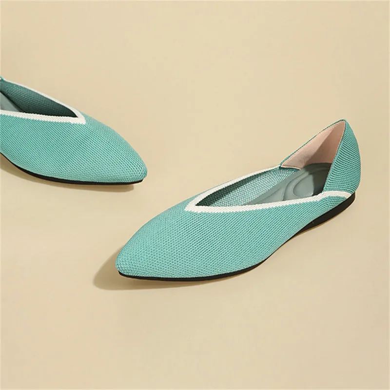 Spring Contrast Color Pointed Toe Flats