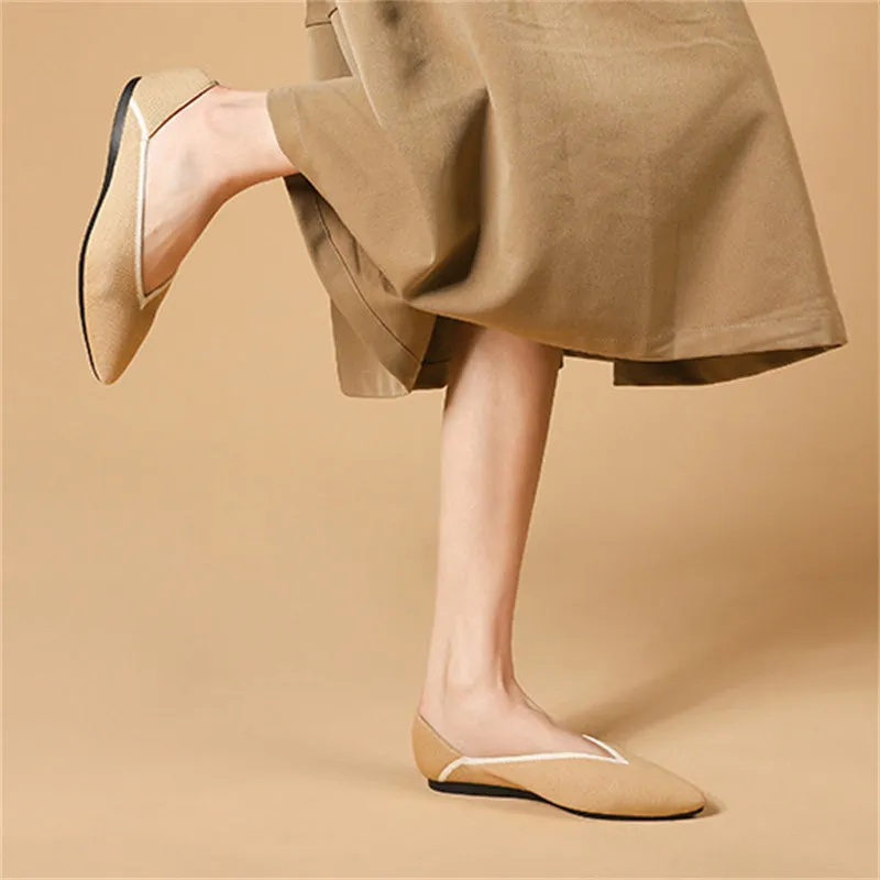 Spring Contrast Color Pointed Toe Flats