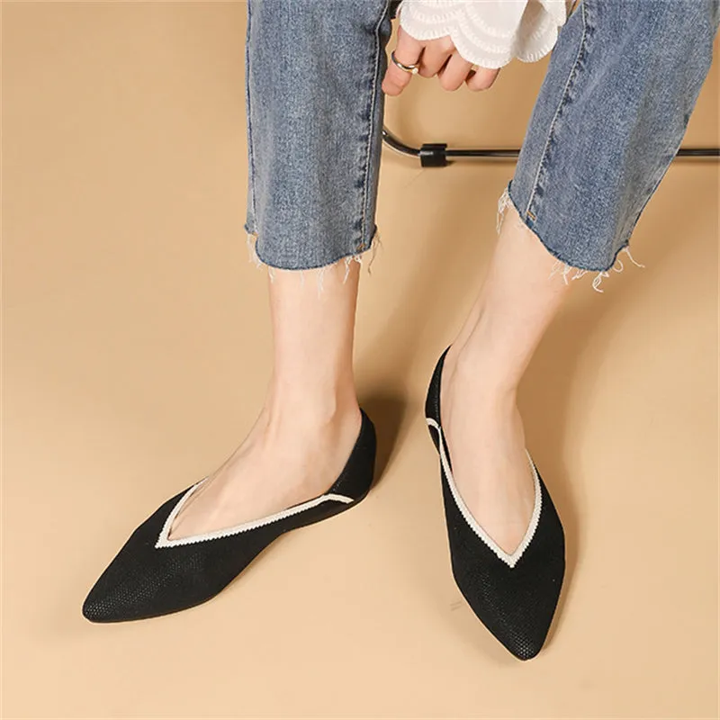 Spring Contrast Color Pointed Toe Flats