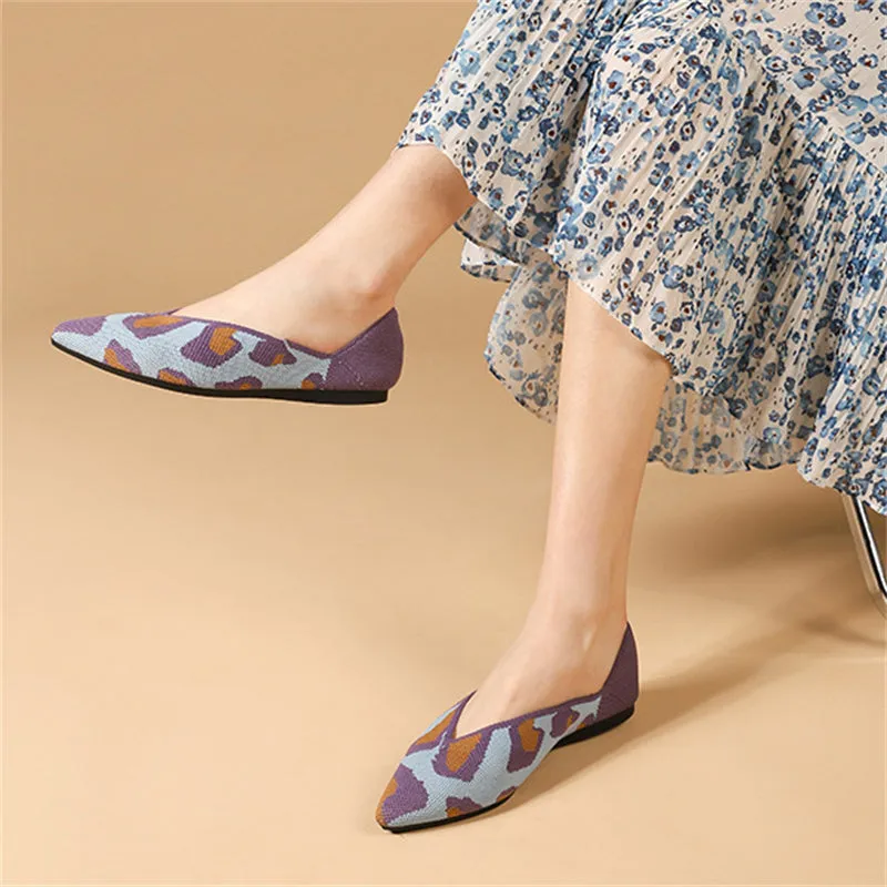 Spring Contrast Color Pointed Toe Flats