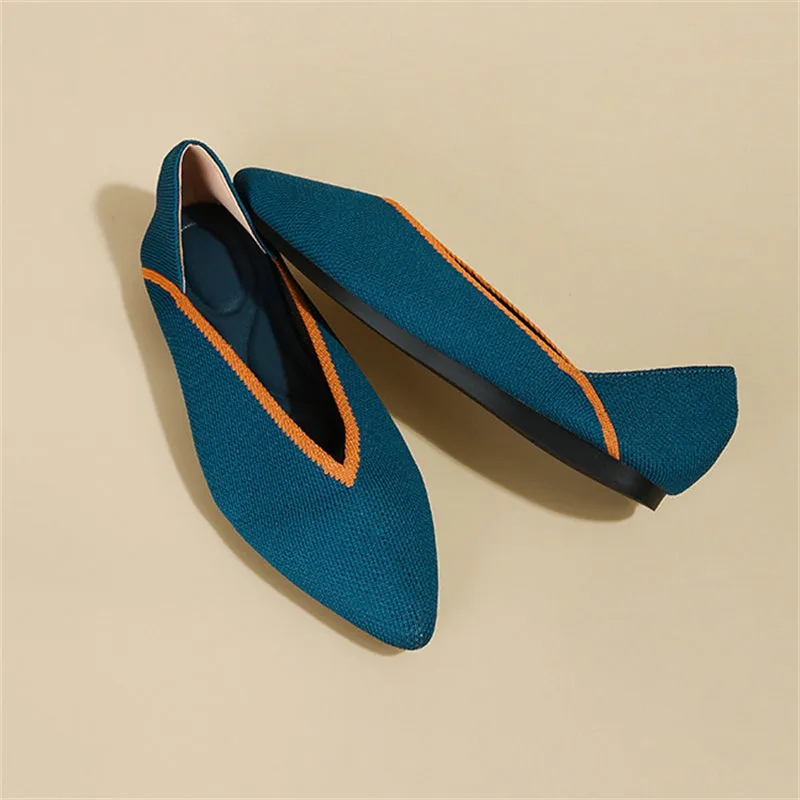 Spring Contrast Color Pointed Toe Flats