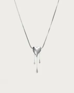 Venom’s Golden Drip Heart Necklace in Silver