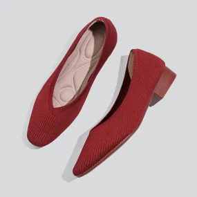 Vintage Simple Square Toe Block Heel Shoes