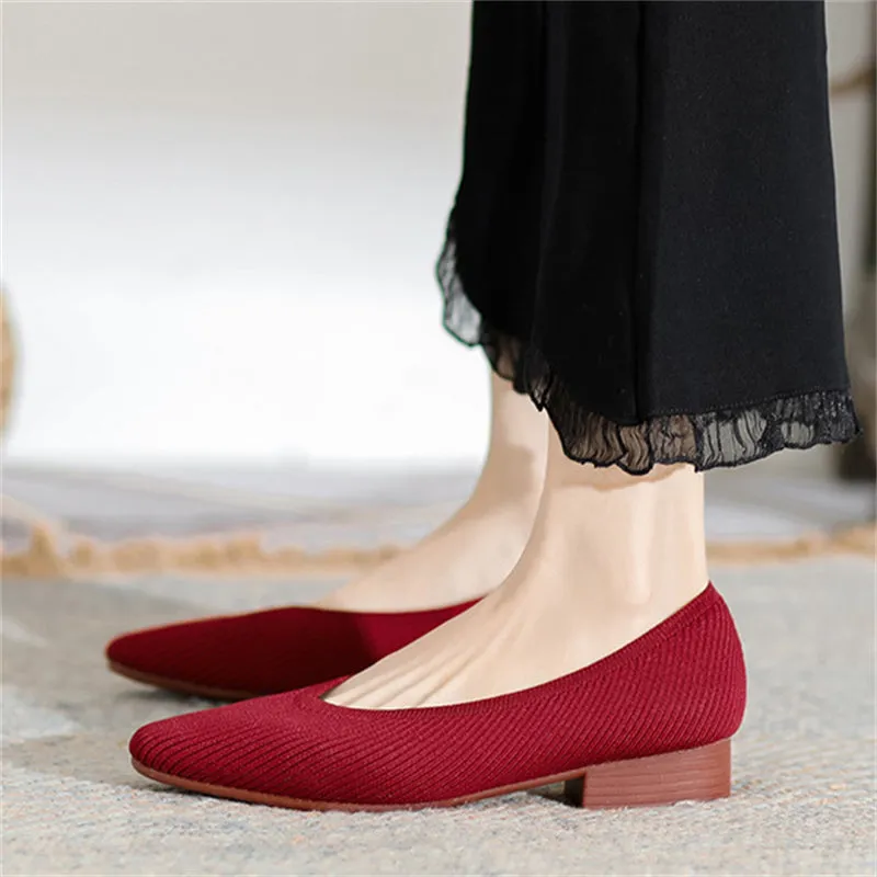 Vintage Simple Square Toe Block Heel Shoes