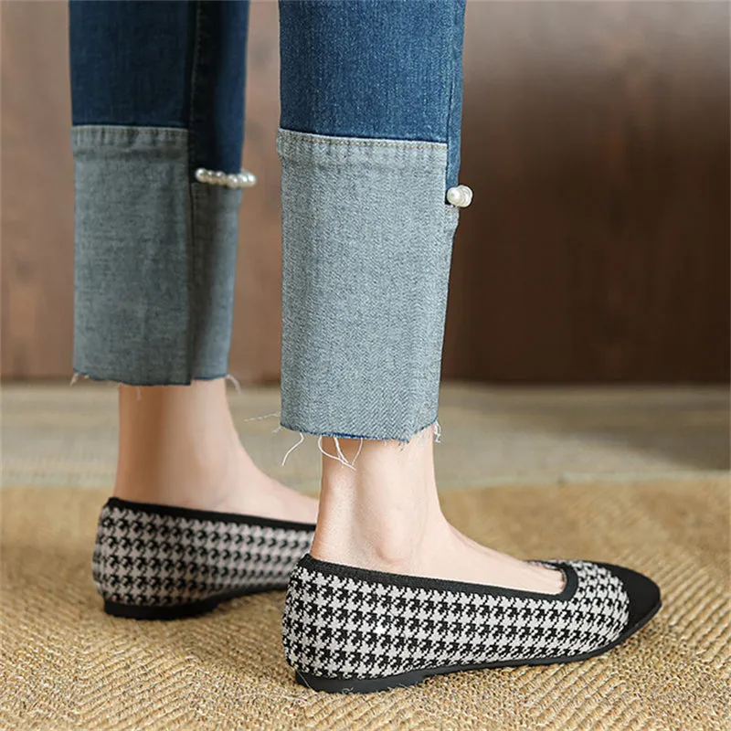 Vintage Style Cozy Square Toe Flats