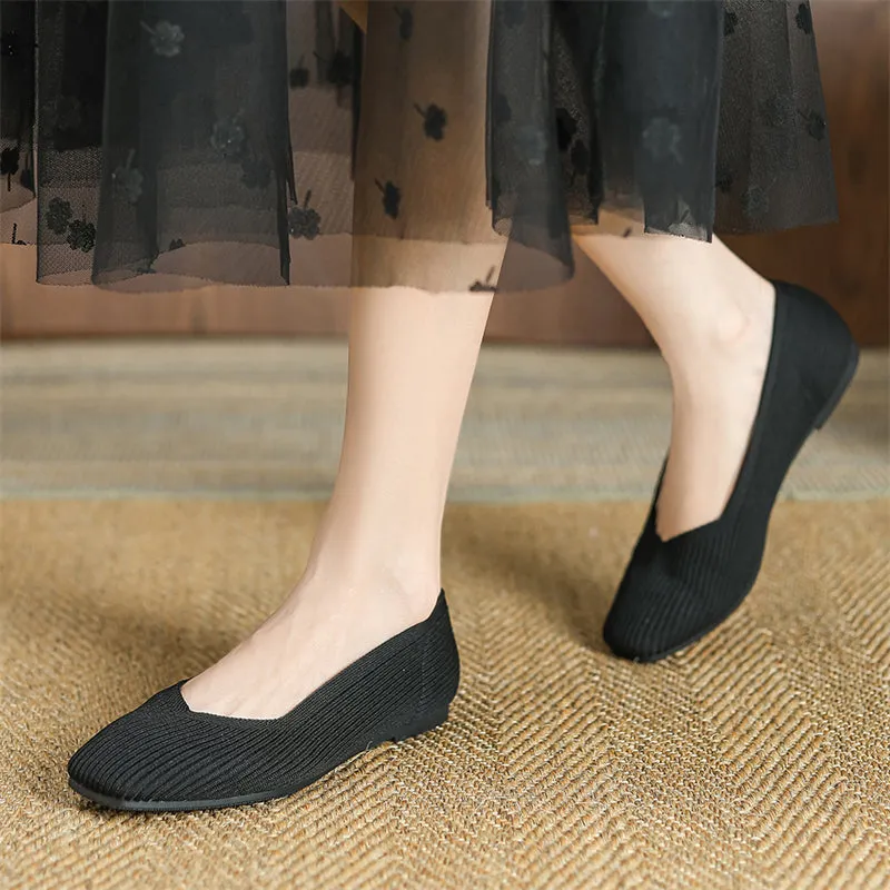 Vintage Style Cozy Square Toe Flats