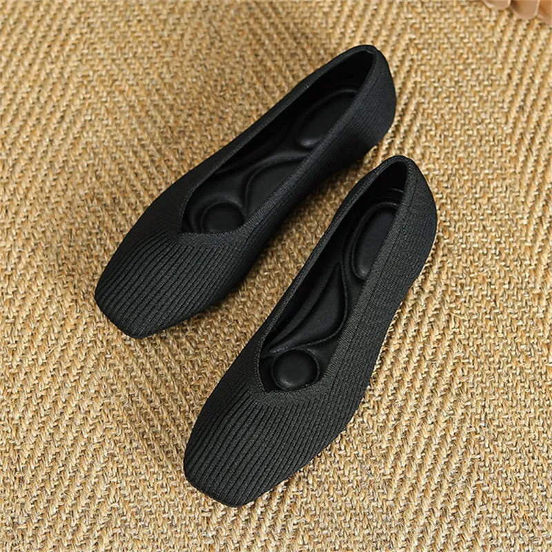 Vintage Style Cozy Square Toe Flats