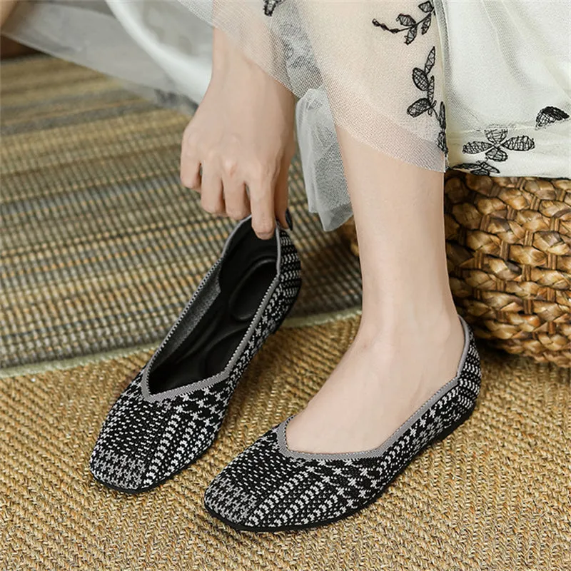 Vintage Style Cozy Square Toe Flats