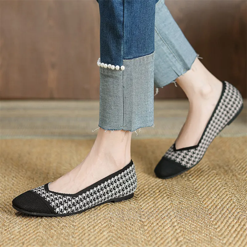 Vintage Style Cozy Square Toe Flats