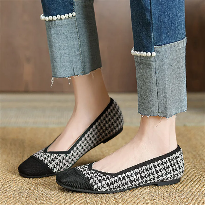 Vintage Style Cozy Square Toe Flats